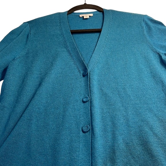 J Jill button down cardigan,SZxsp, dark, teal color, never worn, very fine knit - Picture 4 of 8